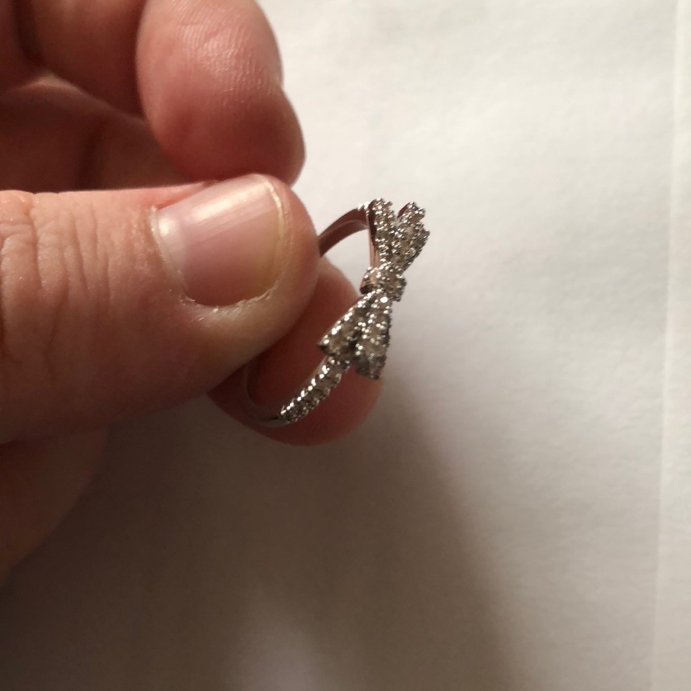 Bowknot 925 Silver Ring Women White Saphire - Picture 7 of 8